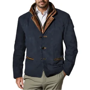 Detail view of men's vintage Michigan work jacket with contrast collar