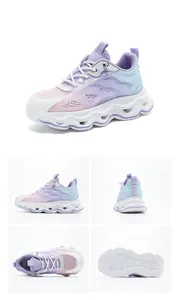 Vues détaillées des baskets en mesh pour enfants avec dégradés de couleurs vives