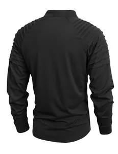 Back view of black men's sports sweatshirt with ribbed shoulder detailing