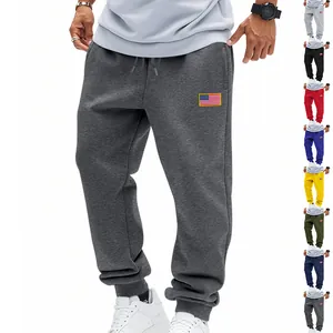 Ruime heren joggingbroek met trekkoord en Amerikaanse vlag patch in diverse kleuren