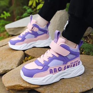 Αναπνεύσιμα sneakers από δίχτυ για κορίτσια σε ροζ και μωβ με βολικό κλείσιμο σκρατς