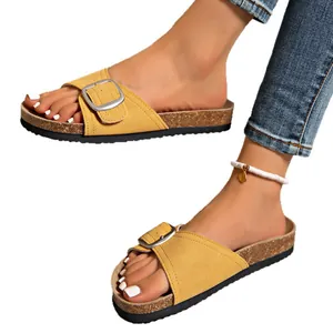 Sandales style Birkenstock jaunes élégantes avec boucle pour l'été mode décontracté