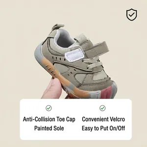 Atmungsaktive Lauflernschuhe für Kleinkinder mit bunter Sohle und Klettverschluss