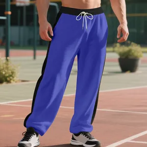 Men's loose color-blocked sweatpants with heavy terry fabric on outdoor court