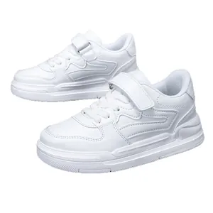 Baskets de sport blanches classiques pour enfants avec scratch pour garçons d'école