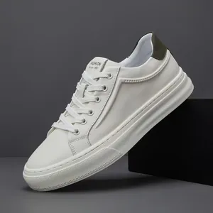 Chaussures Business Décontractées en Cuir de Vachette Homme Baskets Plates Skateboard Minimalistes Doublure Peau de Porc