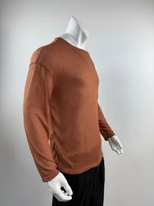 Men's lightweight ribbed long sleeve shirt featuring a drop shoulder and crew neck design