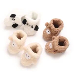 Botas de Invierno para Bebé 0-1 Año Felpa Suave Patrón de Oveja de Dibujos Animados Suela Blanda Antideslizante Primeros Pasos