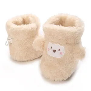 Botas de invierno de felpa para bebé con bordado de oveja de dibujos animados