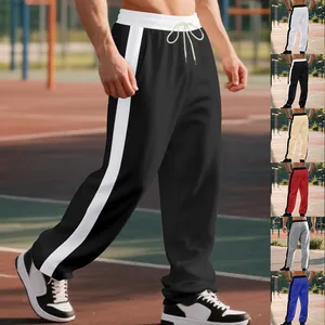 Detail view of men's loose heavy weight sweatpants in multiple color options available