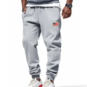 Pantalon de jogging gris clair pour hommes avec un bel écusson du drapeau américain
