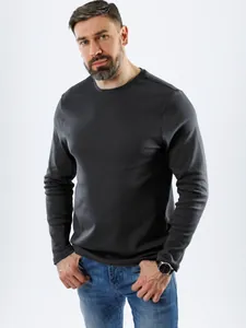 Ανδρικό Μακρυμάνικο Βαμβακερό T-Shirt Στρογγυλή Λαιμόκοψη Βασική Μπλούζα Μονόχρωμη Καθημερινή Μπλούζα Ανδρικά Ρούχα