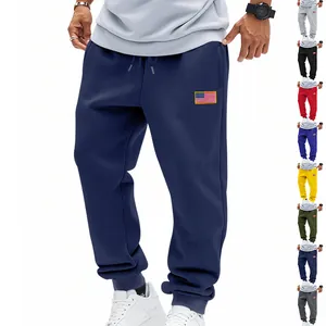 Pantalon de Jogging Sportif Ample Américain pour Hommes Écusson Drapeau USA Cordon de Serrage Pantalon Décontracté Fitness