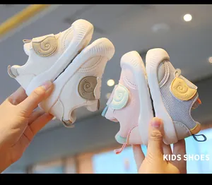 Detailed view of breathable mesh baby walking shoes with soft non-slip soles