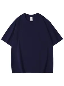 Premium klassiek marineblauw heren T-shirt met ronde hals en korte mouwen van katoen