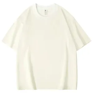 Detail view of a premium 240g cotton white T-shirt with drop shoulder design.