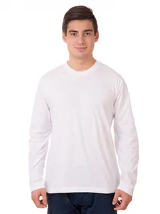 Men's Casual Cotton Long Sleeve T-Shirt Basic Solid Color Round Neck Top For Daily Wear Breathable Moisture Wicking Tee