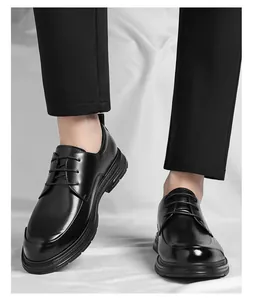Zapatos de cuero negro para hombre, calzado formal ideal para bodas y oficina
