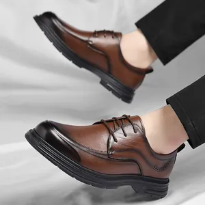 Zapatos de Cuero Formales de Negocios para Hombre Estilo Británico Brogue para Novio Boda Oficina Transpirables Marrón Negro