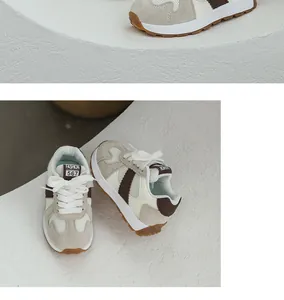 Minimalist cream and brown mesh breathable GAT sneakers for women with thick soles in white setting