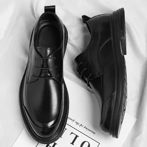 Elegantes zapatos de vestir de cuero negro para hombre para bodas y negocios