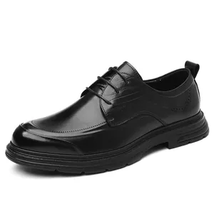 Zapatos de vestir clásicos de cuero negro para hombre, para bodas y oficina formal
