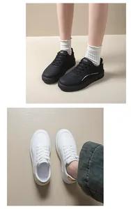 Baskets à plateforme décontractées pour femmes en noir et blanc avec des tenues