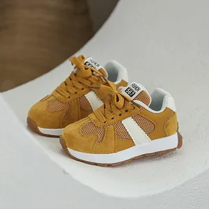 Stylish breathable yellow mesh platform German Army Trainer sneakers for summer