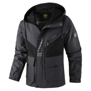 Parka décontractée à capuche pour homme, veste de plein air automne-hiver anthracite