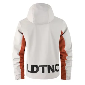 Veste d'extérieur à capuche décontractée pour hommes avec imprimé LDTNO au dos, gris orange