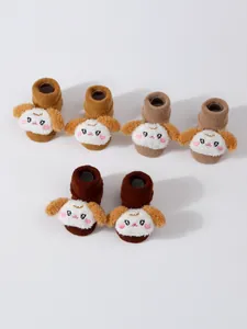 Calcetines gruesos de dibujos de cachorros para bebé otoño e invierno con forro de felpa suave
