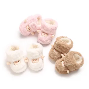 Bottes en Peluche d'Hiver pour Bébés Molleton Doux Chaussures Chaudes pour Tout-Petits Mouton Antidérapant Chaussures de Premier Pas