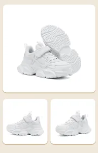 Vielseitige weiße Sneaker für Jungen mit leichter weicher Sohle und Klettverschluss