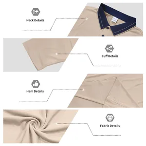 Detail view of men's pique mesh long sleeve polo shirt neck, cuff, and fabric.