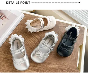 Détails des chaussures de princesse Mary Jane pour filles avec dentelle et semelles souples