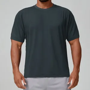 Camiseta Deportiva Casual para Hombre Secado Rápido Transpirable Cuello Redondo Manga Corta Top para Yoga Fitness Poliéster Elastano