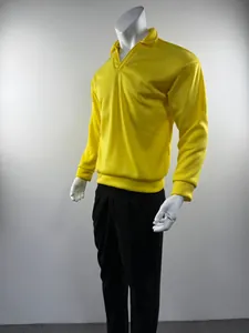 Sudadera clásica amarilla para hombre con solapa y cuello en V de manga larga para otoño