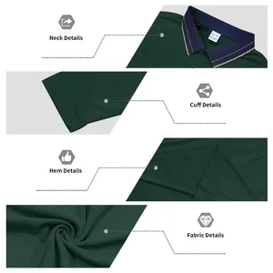 Detailansicht eines dunkelgrünen Piqué-Poloshirts mit Kragen- und Stoffstruktur-Details