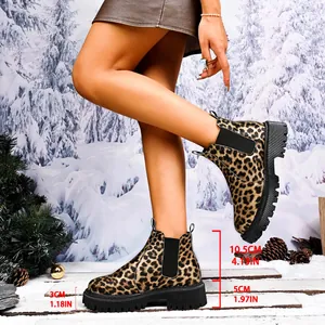 Detailed view of women's leopard print Chelsea boots showing 5cm heel height measurements