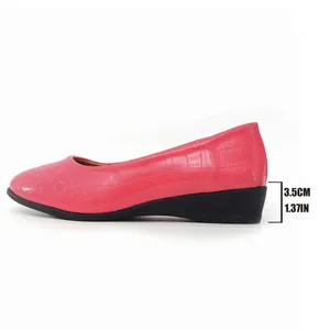 Stylish pink pointed-toe wedge shoes for women with elegant stone pattern texture