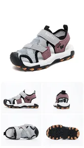 Detailed multi-angle views of boys mesh sports sandals with closed toe and soft sole