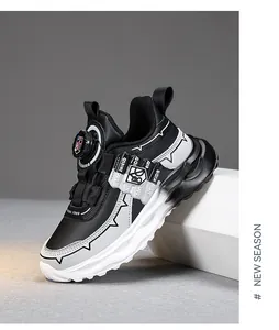 Stylish boys running shoes with breathable mesh and quick rotating buckle system