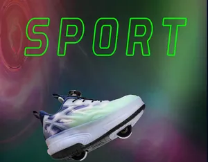 Vue détaillée d'une chaussure à roulettes pour enfant avec système de boucle rotative