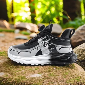 Kids Rotary Buckle Sports Shoes Breathable Mesh Running Sneakers For Boys Girls Lightweight Anti-slip Outdoor Athletic Footwear