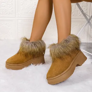 Vista detallada de botas con plataforma de gamuza para mujer y piel sintética