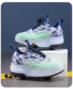 Chaussures à roulettes pour enfants avec double roue et système de boucle rotative
