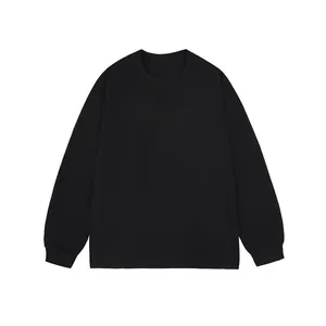 Classic men's black long-sleeve T-shirt with crew neck and ribbed cuffs
