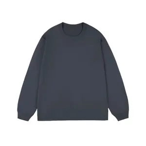 Detailed view of a dark gray men's crew neck long-sleeved t-shirt base layer shirt