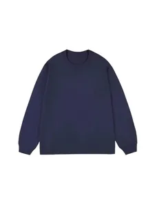 Classic navy blue crew neck long sleeve sweatshirt for men in a plain basic style