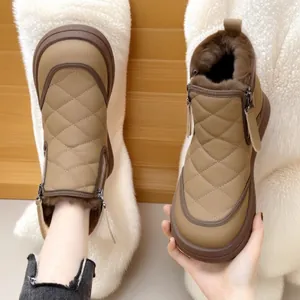 Botas de nieve acolchadas para mujer con suela gruesa antideslizante y forro de felpa